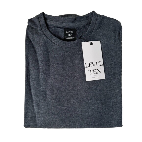 Level Ten Men's Long Sleeve Crew Neck Pullover Knit Shirt Gray Navy Small NWT - Picture 1 of 13